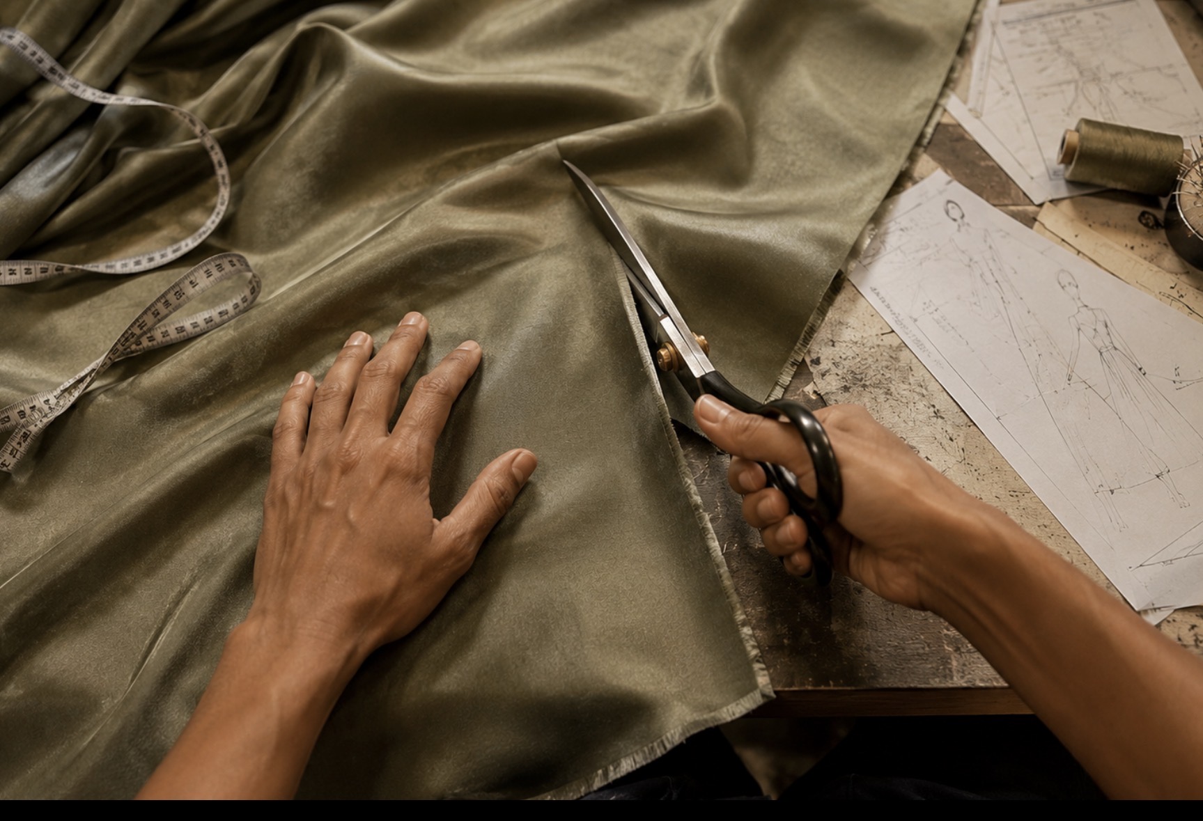 Découpe du tissu et travail des matières